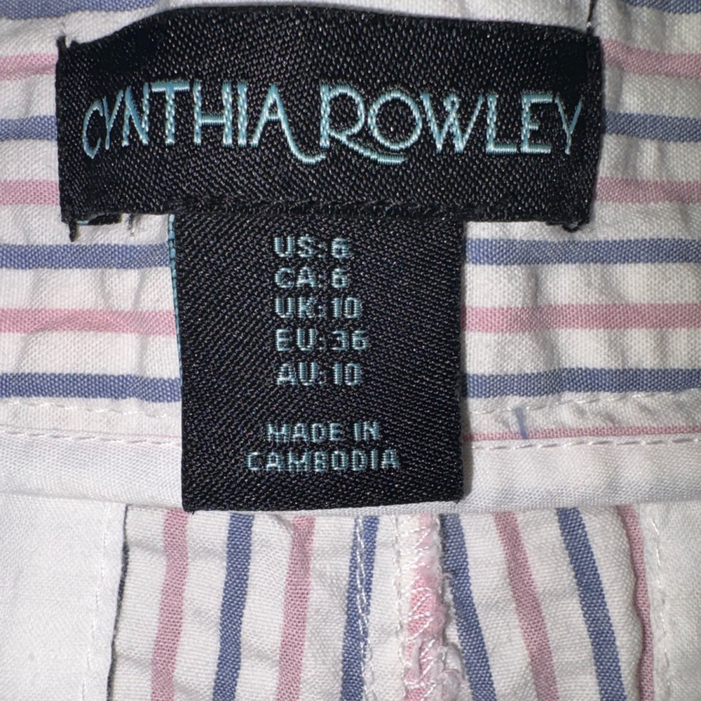Cynthia Rowley Pink and Navy Vertical-Stripe Shorts - Picture 4 of 5